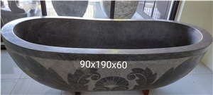 River Stone Bathtub with Pattern