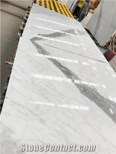 White Marble Stone Calacatta Carrara Wall Slab Flooring Tile