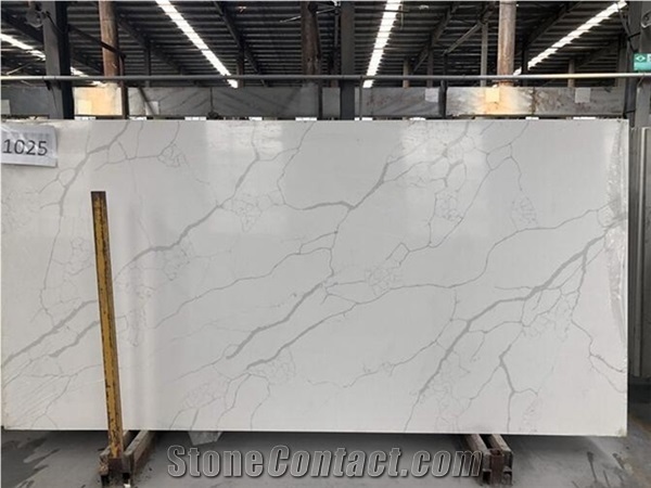 White Quartz Slabs In Stone Marble Look