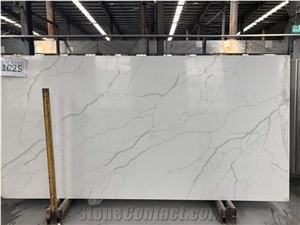 White Stone Quartz Calacatta Carrara Slabs From China