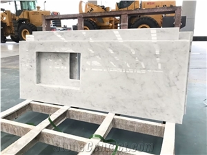 Prefab Bianco Carrra White Marble Vanity Tops Countertops