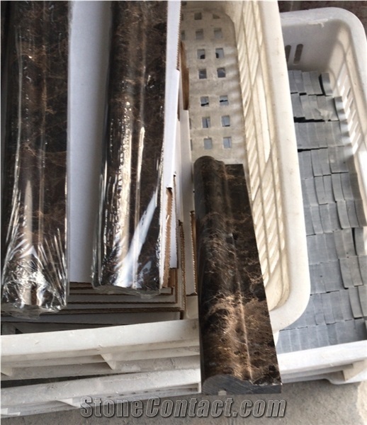 Dark Emperador Marble Chair Rails Pieces