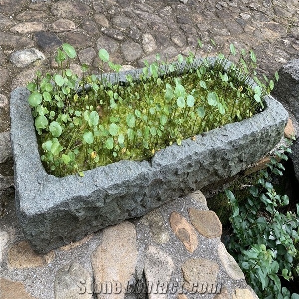 Brown Rectangle Granite Flowerpot Natural Surface Freedom