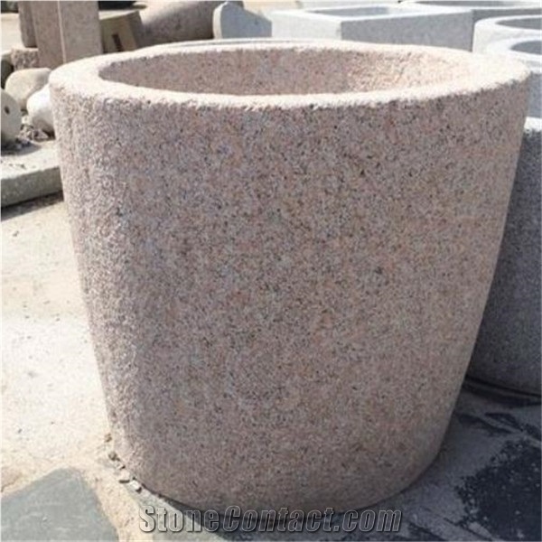 Light Pink Granite Flowerpot.Garden Decoration Panel
