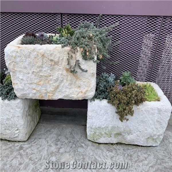 Light Pink Granite Flowerpot.Garden Decoration Panel