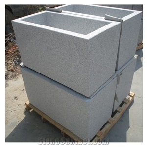 White Granite Flowerpot Concise Design,Park Yard Use