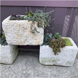 White Granite Flowerpot,Park Decoration Application