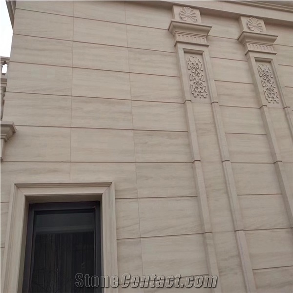 Beige Wall Cladding French Wooden Moca Cream Limestone