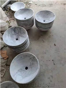China Bianco Karala White Marble Wash Round Oval Basin Sink
