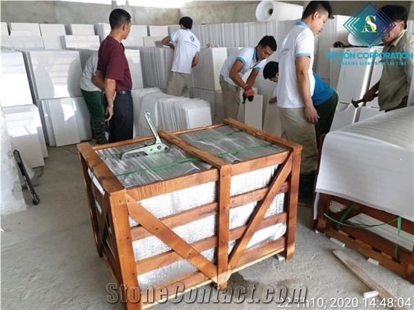 Packing 5 Containers Polished White Marble Tiles from Asc