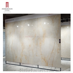 Golden White Onyx Marble Porcelain Slab Large Tile
