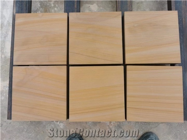 Yellow Wood Vein Rainbow Sandstone Slab Tile