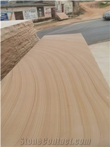 Yellow Wood Vein Rainbow Sandstone Slab Tile