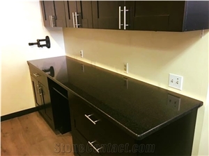 Artificial Prefab Quartz Counter Top Sparkling Black