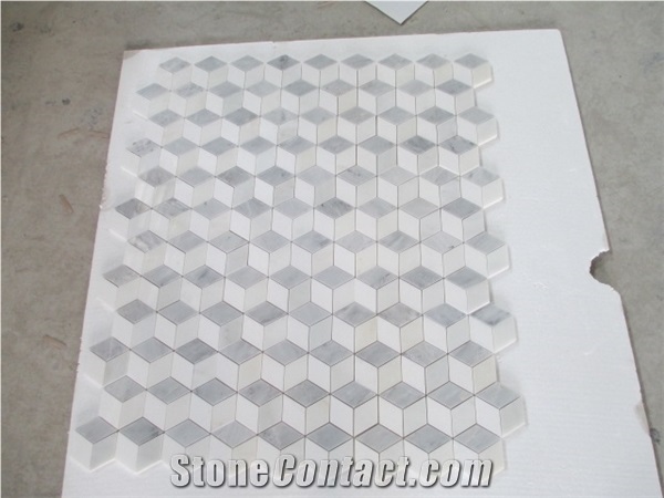 Oval Penny White Carrara Hexagon Mosaic Tile Bathroom