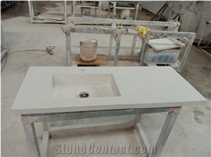Cabinet with Artificial White Quartz Stone Vanity Countertop