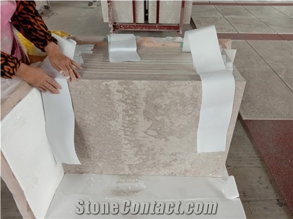 Cheap Polished Wooden White Marble Tile