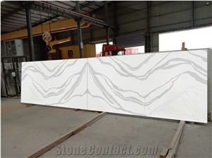 Customized Calacatta Floor Tiles White Quartz