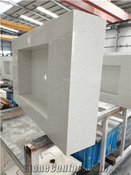 Design Customized Sparkle White Quartz Countertop