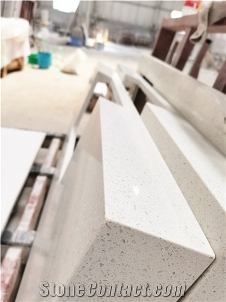 Polished Custom Quartz Countertops Wash Basin Kitchen Worktops