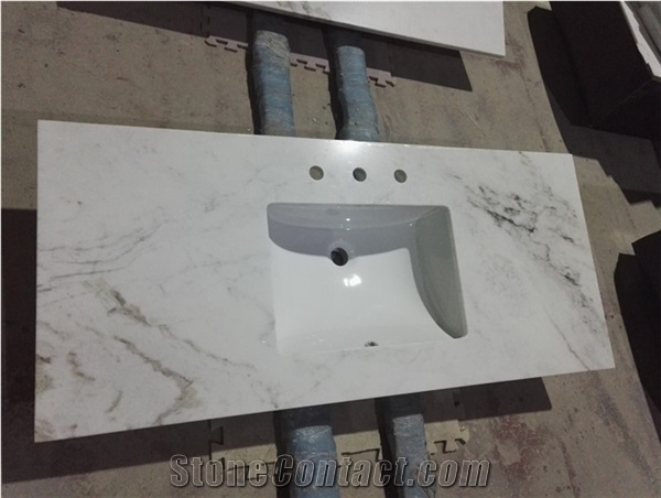 White Marble Stone Countertop for Vanity Top