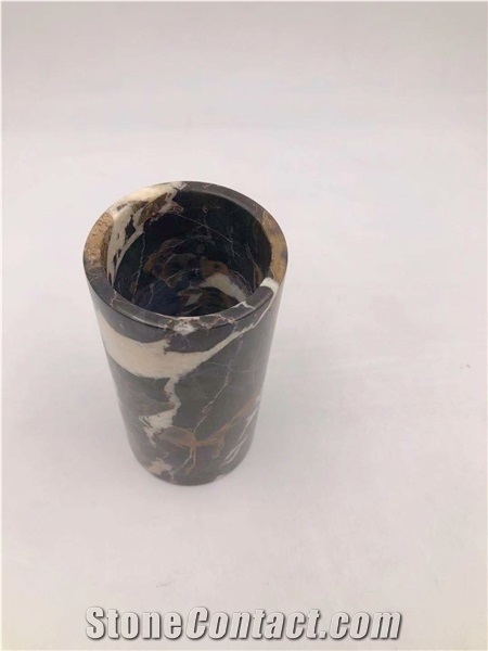 Black Marble Color Flower Vase Modern Home Design