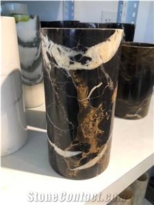 Black Marble Color Flower Vase Modern Home Design