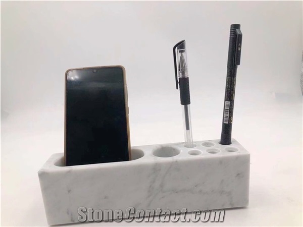 White Marble Stone Mutti-Functional Pen Holders