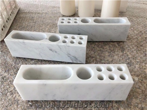 White Marble Stone Mutti-Functional Pen Holders