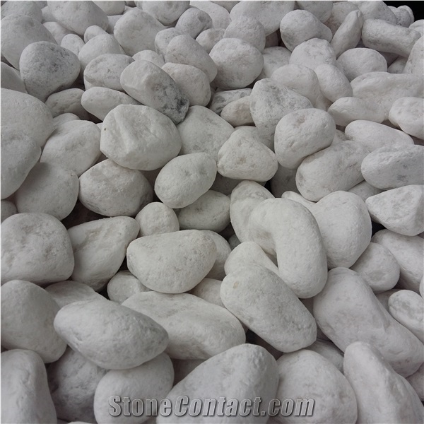 Unpolished Washed Snow White Pebble Stone