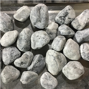 Unpolished Washed Snow White Pebble Stone