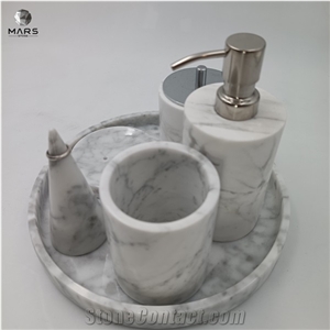 6 Pieces Natural Marble Bathroom Accessories Set