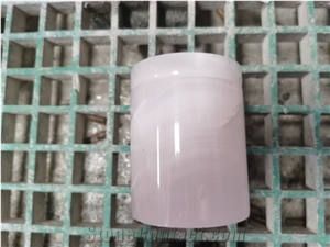 Home Decor Pink Onyx Stone Candle Jar Holders with Lids