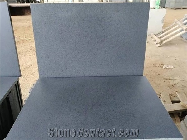 Honed Hainan Black Basalt Stone Tiles Flooring Application