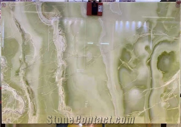 Iran Kerman Light Green Onyx Stone Slab