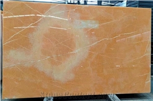 Polished Honey Orange Bubble Onyx Slab
