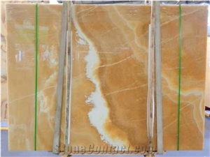 Polished Meshed Honey Orange Onyx Slab
