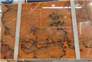 Polished Orange Onyx Stone Slab