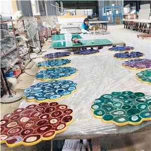 Red Green Blue Agate Round Table Top
