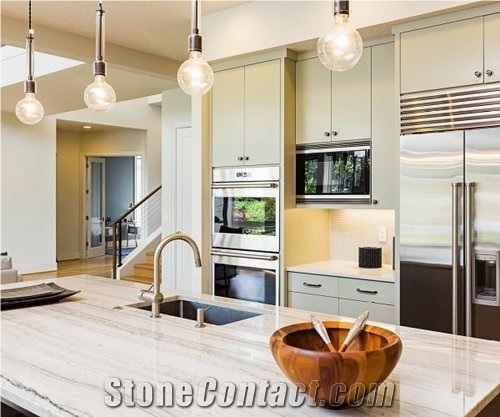 White Macaubas Quartzite Kitchen Counter Top