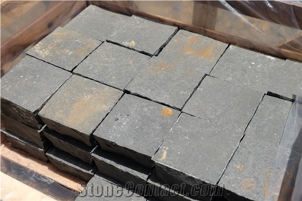 Black Basalt Cobble Paving