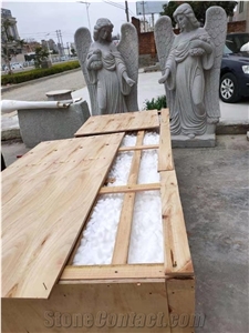 White Marble Carved Kids, Lady Angel Sculpture Home Statues