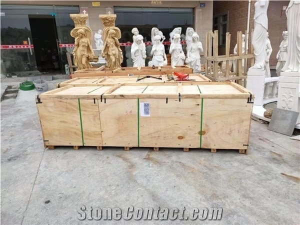 White Marble Carved Kids, Lady Angel Sculpture Home Statues