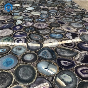 Backlit Semiprecious Stone Blue Agate Slabs
