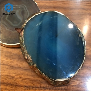 Blue Agate Semiprecious Stone Coaster