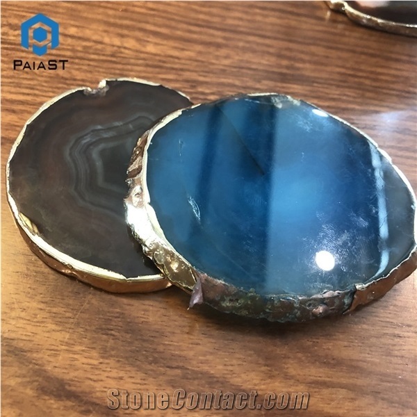 Blue Agate Semiprecious Stone Coaster