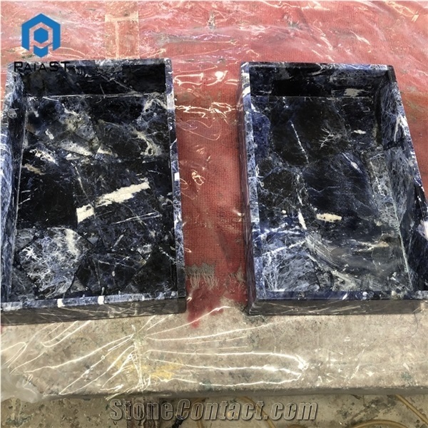 Blue Agate Semiprecious Stone Jewel Case