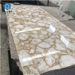 Crystal White Agate Semiprecious Stone Slab