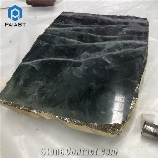 Natural Agate Coaster with Gold Edge for Drinks