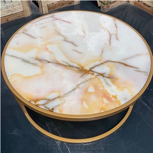 Natural Onyx Round Coffee Table for Hotel and Villa